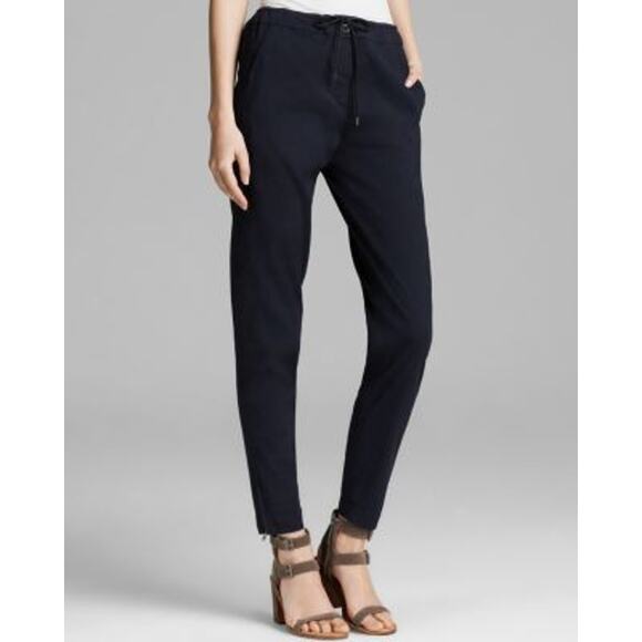 Theory Rhodri Linen Blend Black Casual Ankle Zip Pants Womens Size Medium - Picture 1 of 6